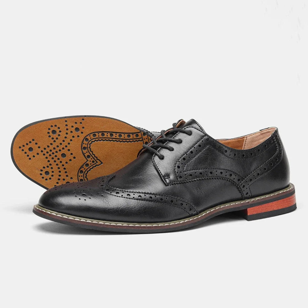 Leather Wingtip Brogue Oxford Lace Up Shoes