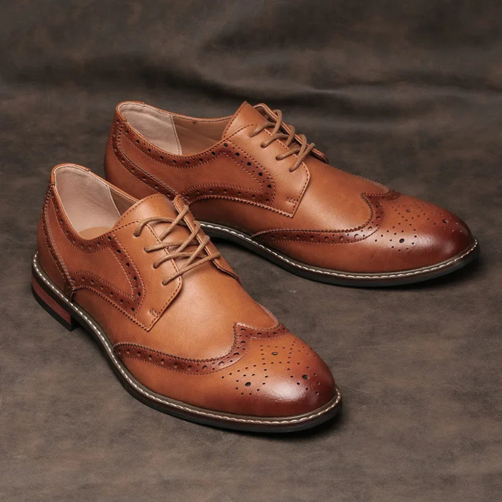 Leather Wingtip Brogue Oxford Lace Up Shoes