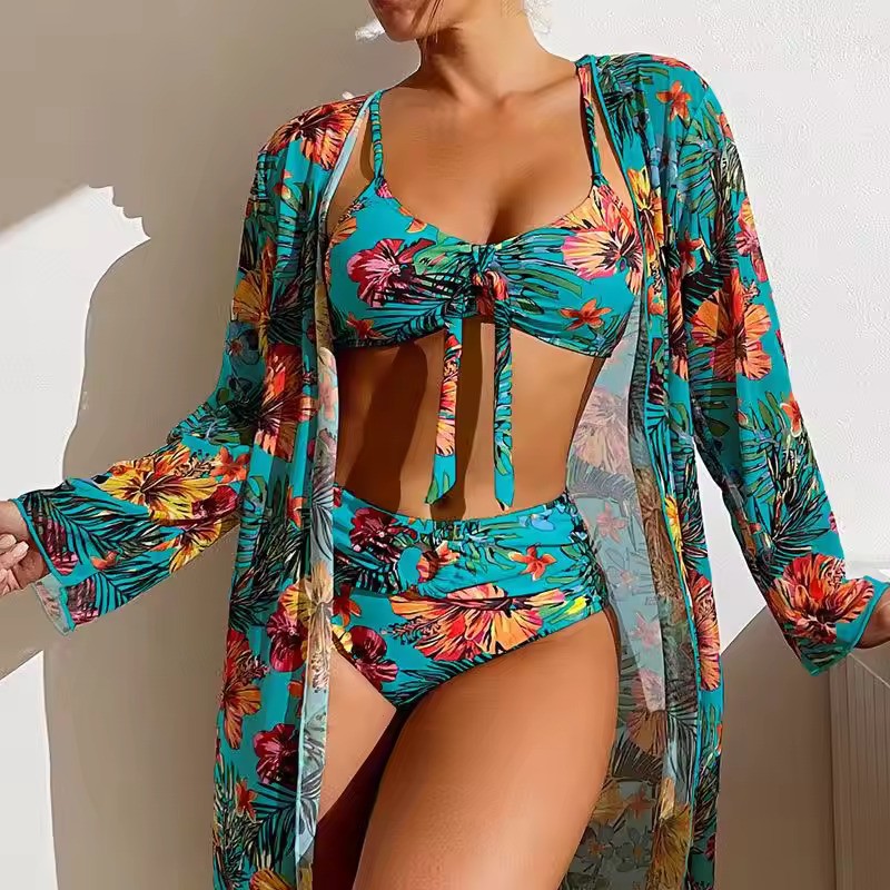 High-Waisted Bikini Set with Cover-up – Amira