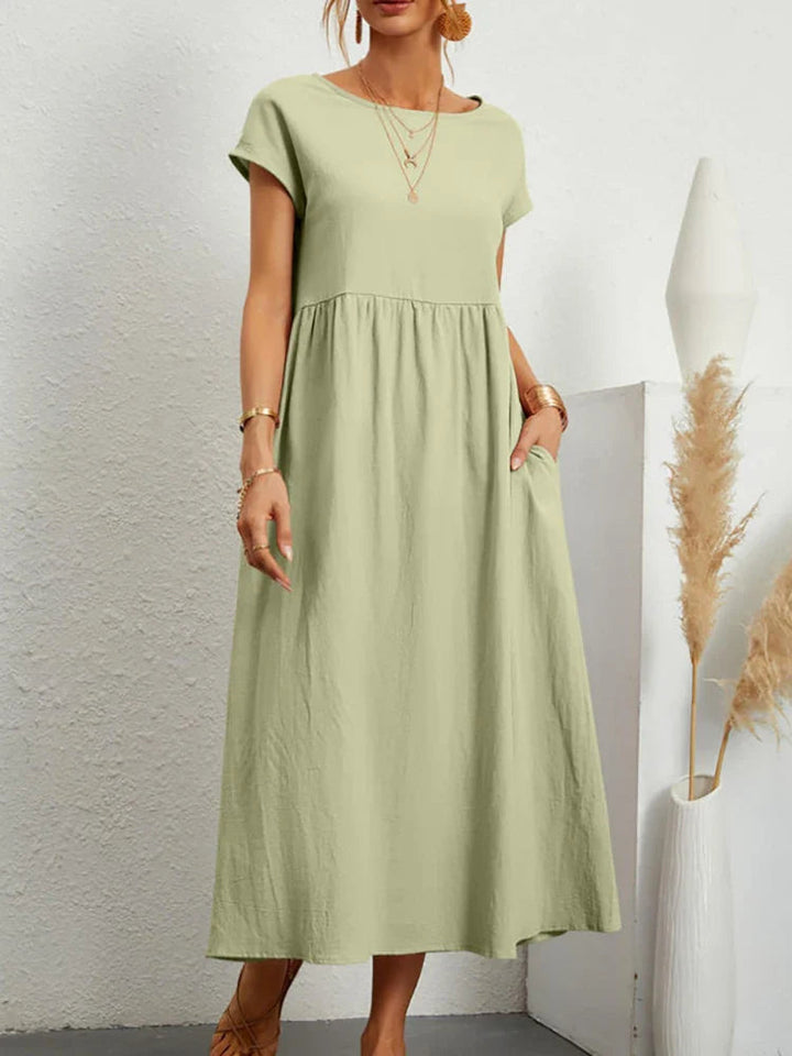 Vintage Cotton O-Neck Dress
