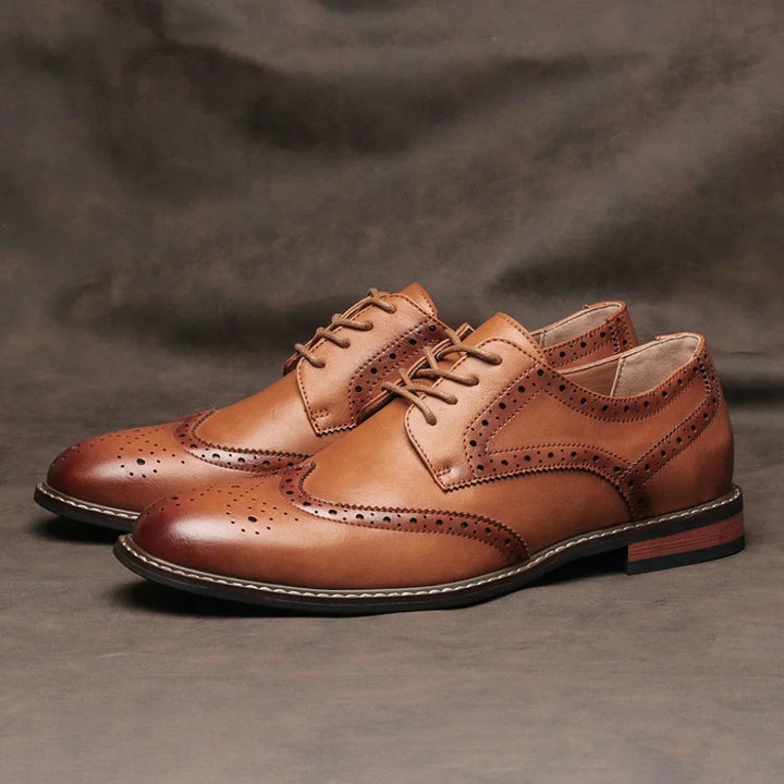 Leather Wingtip Brogue Oxford Lace Up Shoes