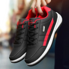 Elegant men's leather trainers with front lacing and side panel