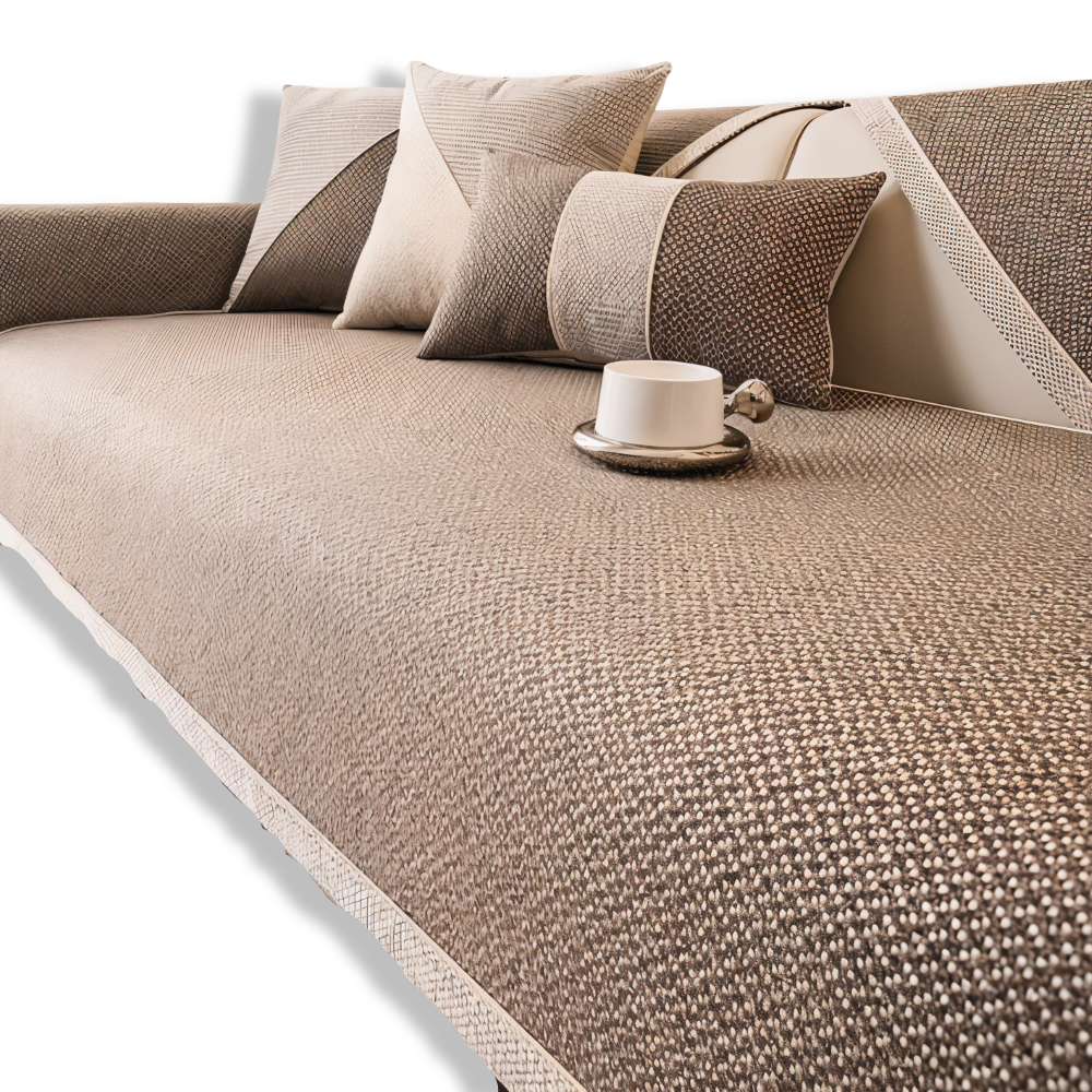 Solid Flat Sofa Cover - Durable, Non-Slip Cotton and Linen Polyester