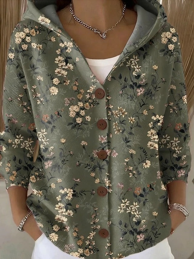 Cosy hooded cardigan with wooden buttons