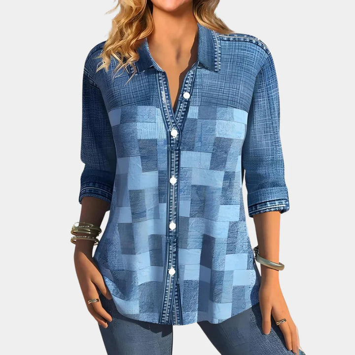 Casual Women's Blouse with Check Pattern