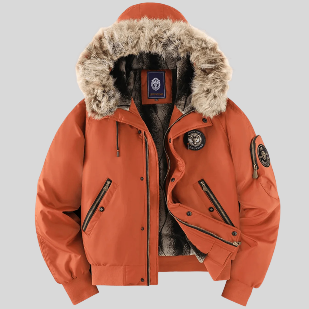 Padded Bomber Jacket with Faux-Fur Hood