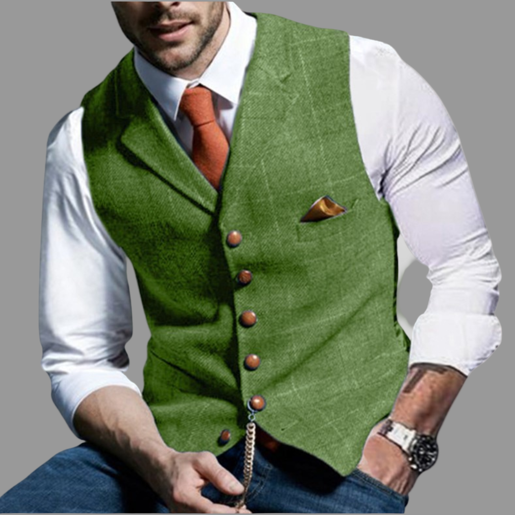 Classic Formal Vest with Notched Lapel and Button Closure