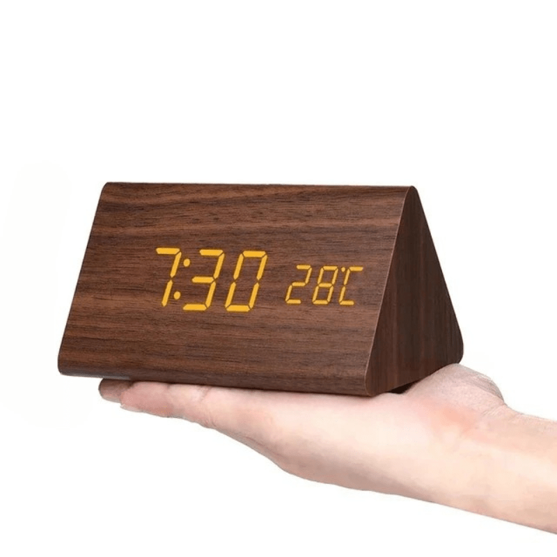 WoodSense Wooden LED Clock – Voice Control & Style for Every Room