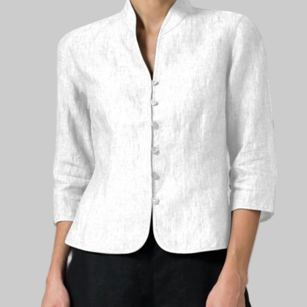 Women’s Stand-Collar Blouse – Chic Details with Versatile Flair