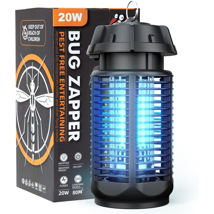 Electric insect killer with 20W UV light and 4200V mains, IPX4 waterproof