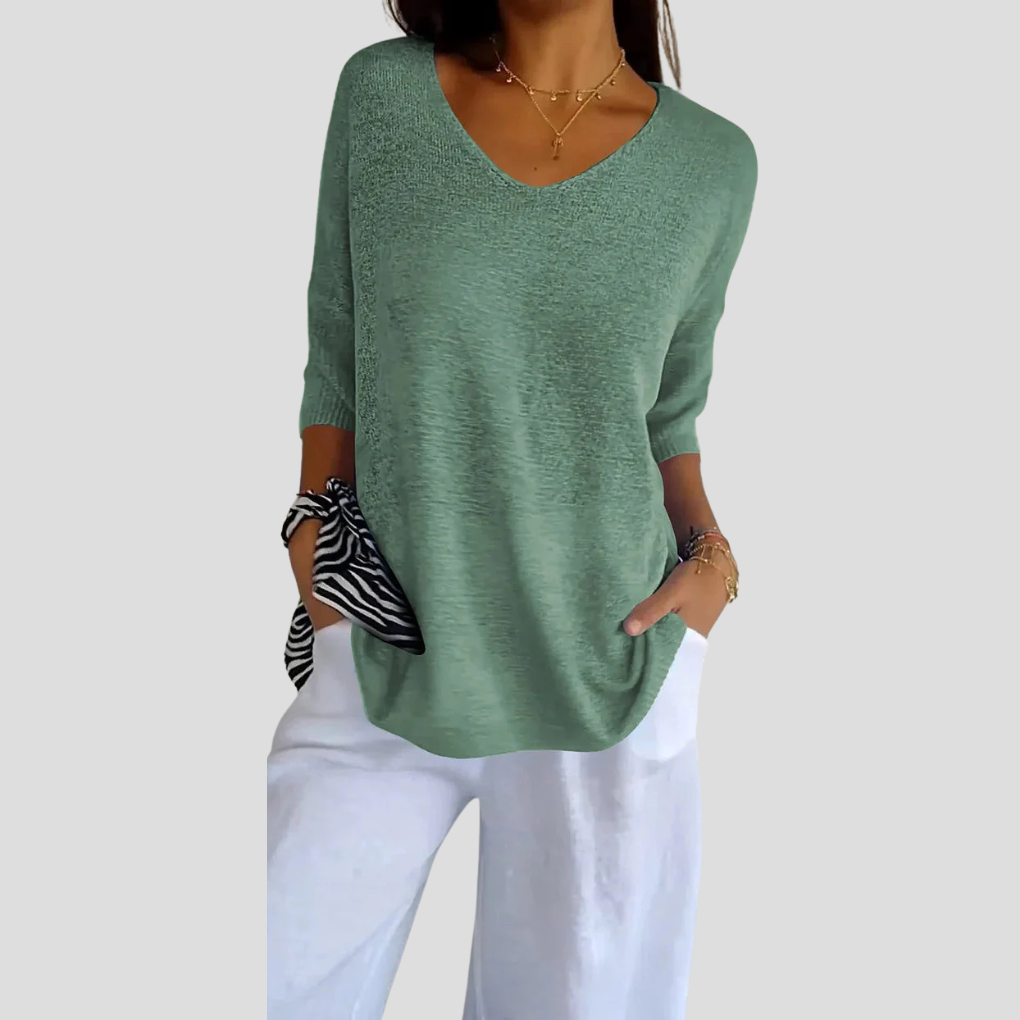 Women’s Knit V-Neck Top – Casual Style with Everyday Flair