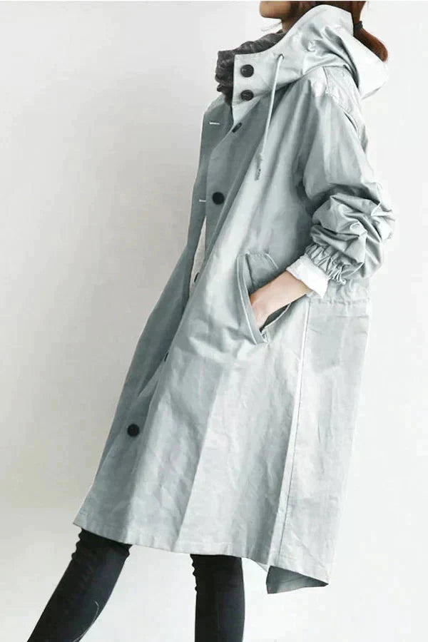 Oversized Waterproof Hooded Trench Coat