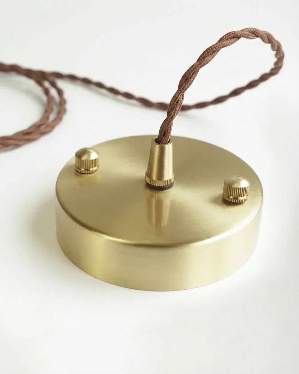 Vintage hand-painted ceramic pendant light with fabric cable