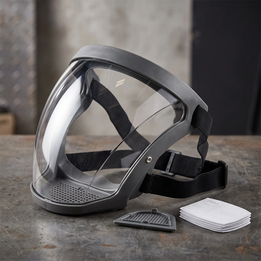 Full-Face Mask with Wide Visor and Adjustable Head Straps