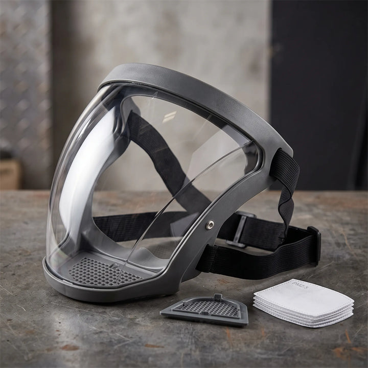Full-Face Mask with Wide Visor and Adjustable Head Straps