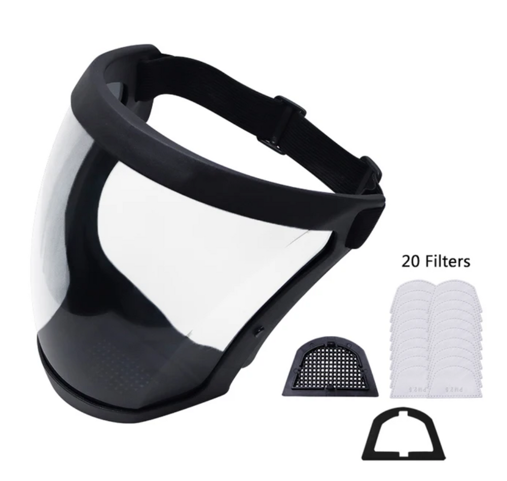 Full-Face Mask with Wide Visor and Adjustable Head Straps
