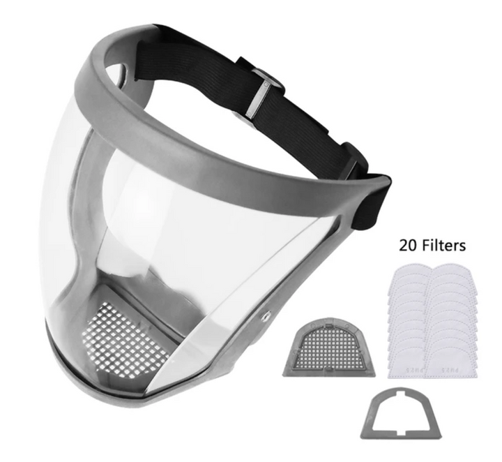 Full-Face Mask with Wide Visor and Adjustable Head Straps
