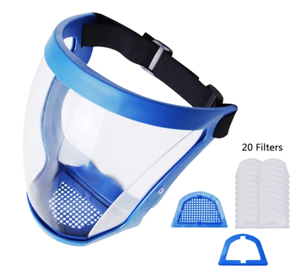 Full-Face Mask with Wide Visor and Adjustable Head Straps