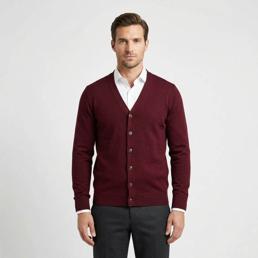Knitted Cardigan with Pre-Shaped V-Neck - Gino