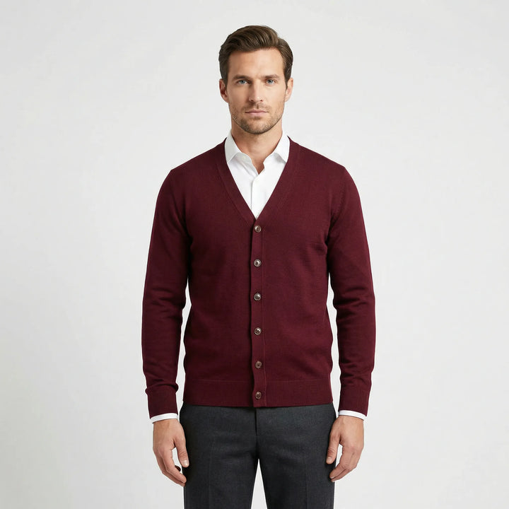 Knitted Cardigan with Pre-Shaped V-Neck - Gino