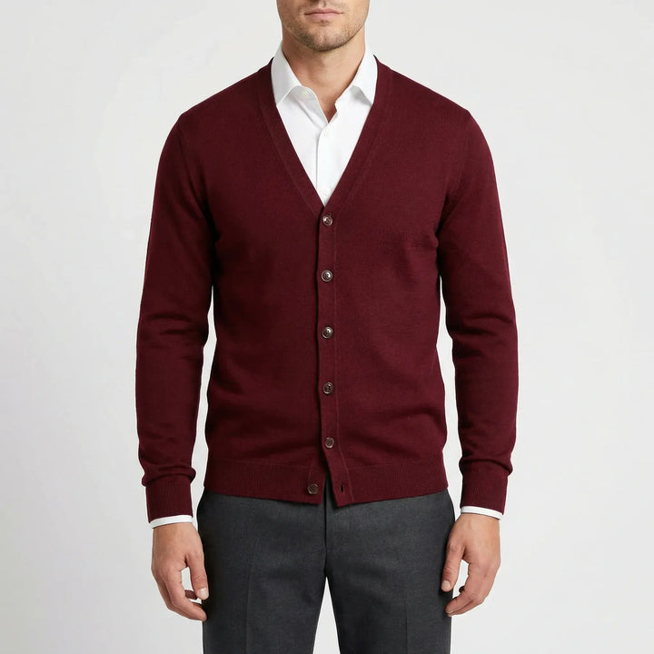 Knitted Cardigan with Pre-Shaped V-Neck - Gino