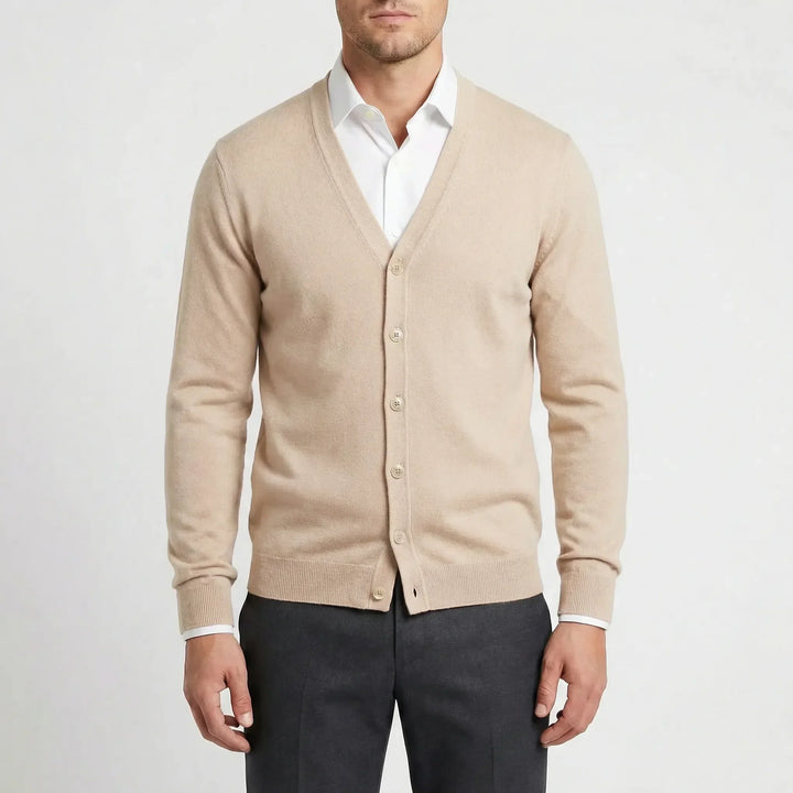 Knitted Cardigan with Pre-Shaped V-Neck - Gino