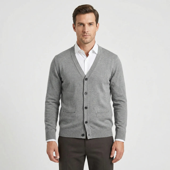 Knitted Cardigan with Pre-Shaped V-Neck - Gino