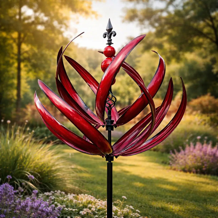 Weathervane: Metal Lotus Wind Spinner – Rust-Resistant Garden Decoration