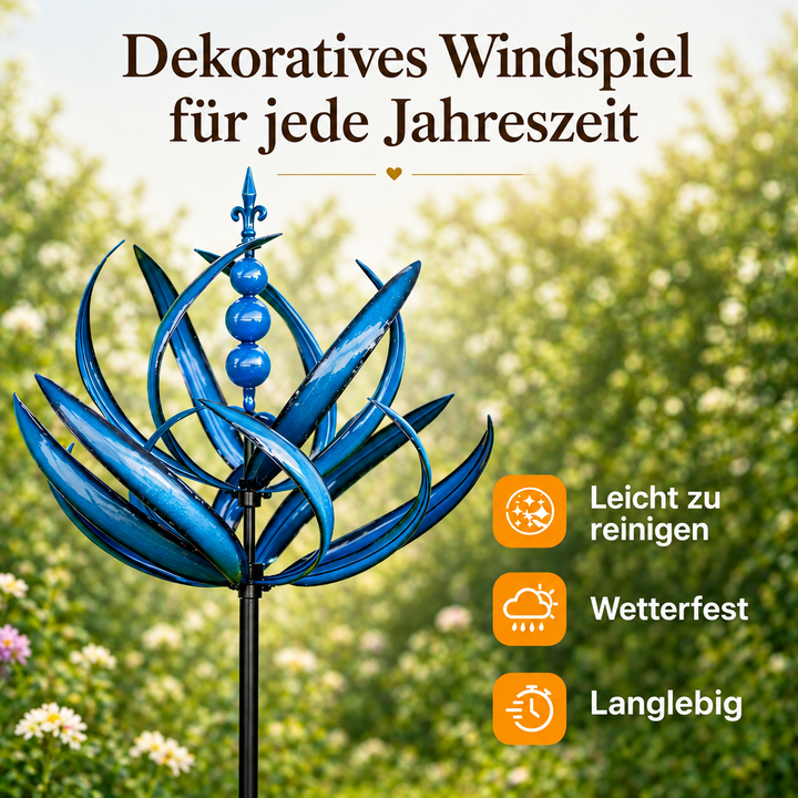 Weathervane: Metal Lotus Wind Spinner – Rust-Resistant Garden Decoration