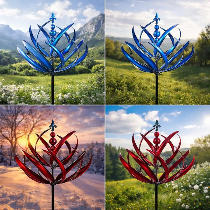 Weathervane: Metal Lotus Wind Spinner – Rust-Resistant Garden Decoration