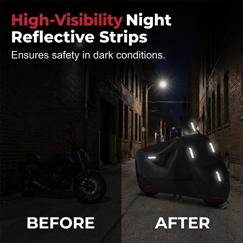 Weatherproof motorcycle cover | Oxford fabric | Reflective stripes & lock holes