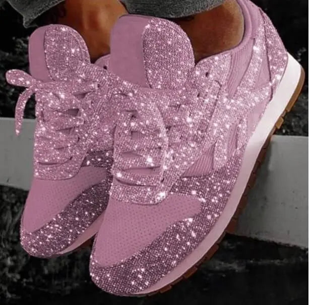 Women's Glitter Trainers with Sporty Comfort - Leona