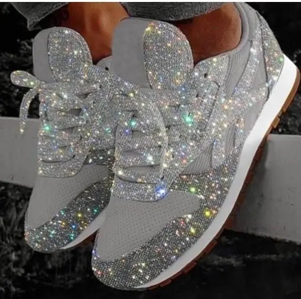 Women's Glitter Trainers with Sporty Comfort - Leona