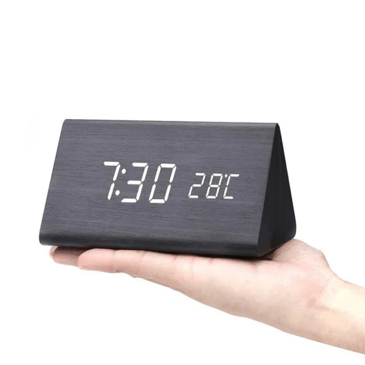 Elegant LED wooden clock with voice control