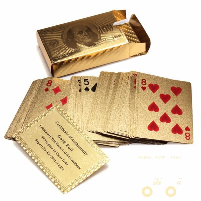 24K Gold-Plated Playing Cards with Wooden Box