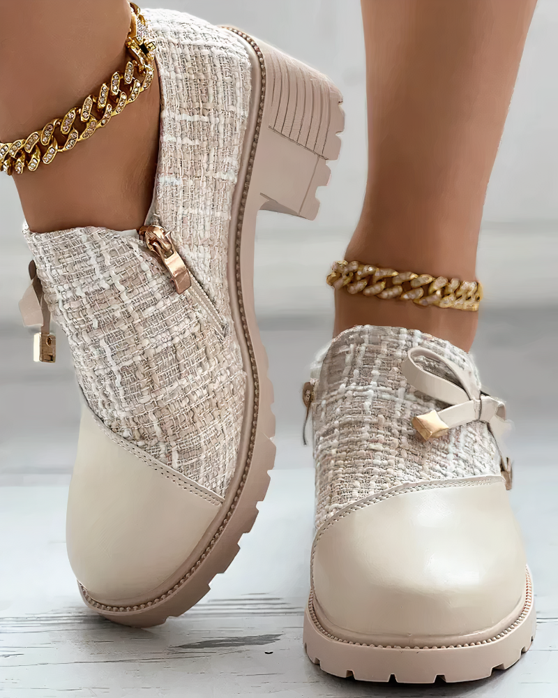 Lace Detail Slip On Heels