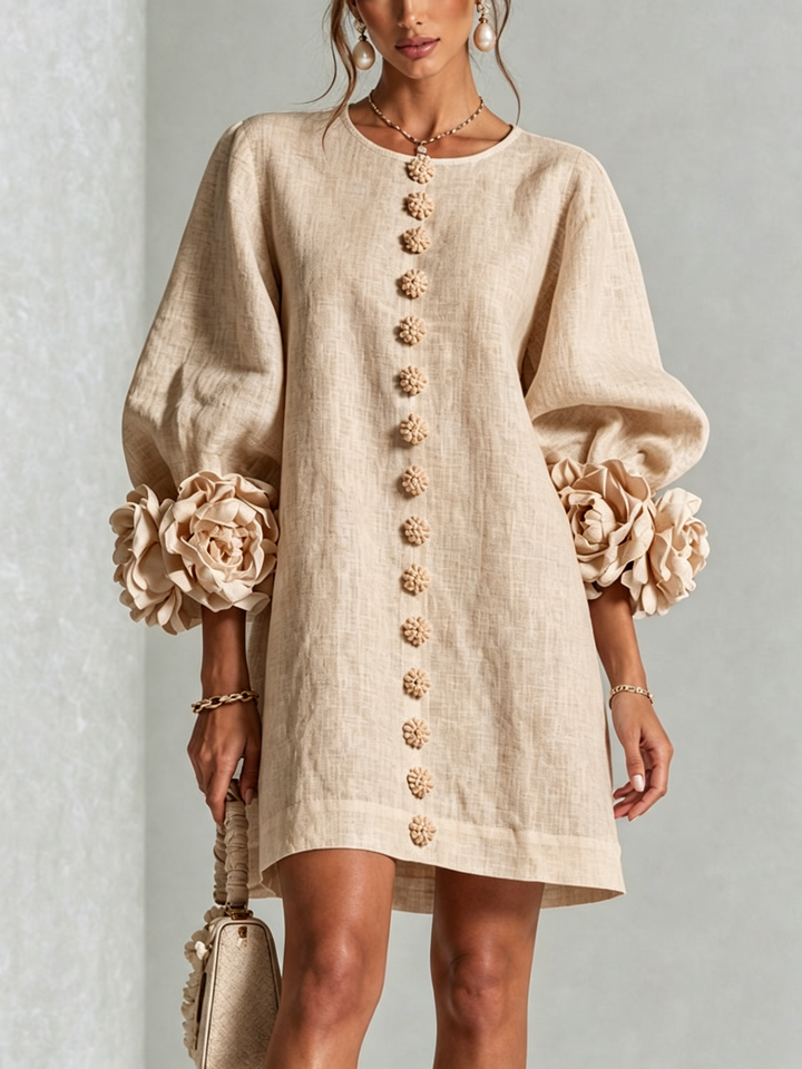 Boryana Colourful Mini Dress with Eye-Catching Ruffled Cuffs