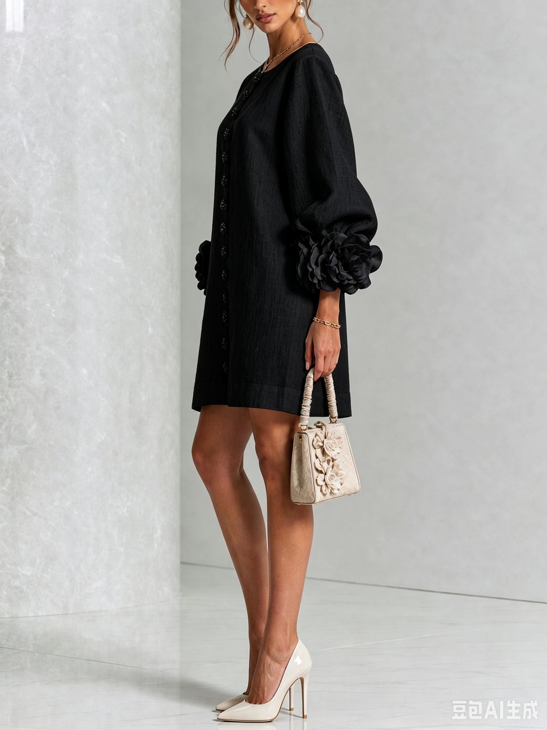 Boryana Colourful Mini Dress with Eye-Catching Ruffled Cuffs