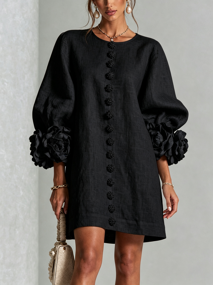 Boryana Colourful Mini Dress with Eye-Catching Ruffled Cuffs