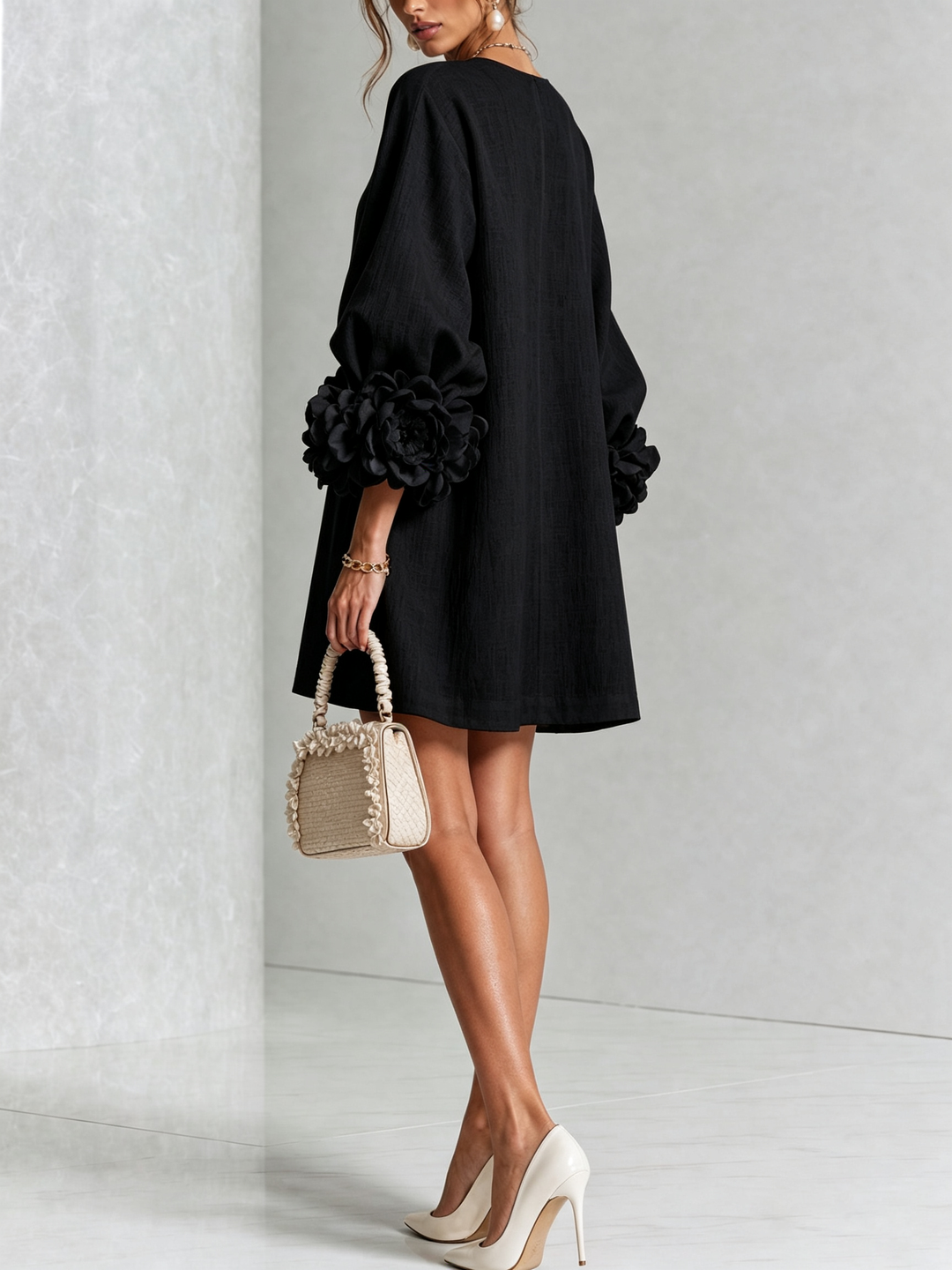 Boryana Colourful Mini Dress with Eye-Catching Ruffled Cuffs