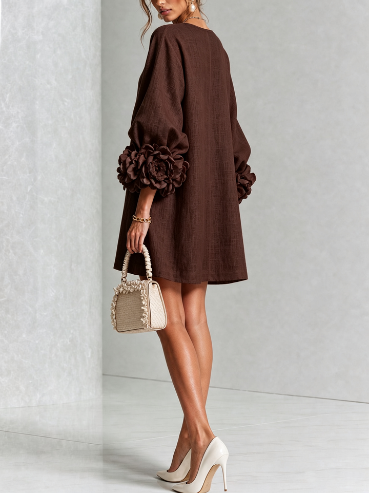 Boryana Colourful Mini Dress with Eye-Catching Ruffled Cuffs