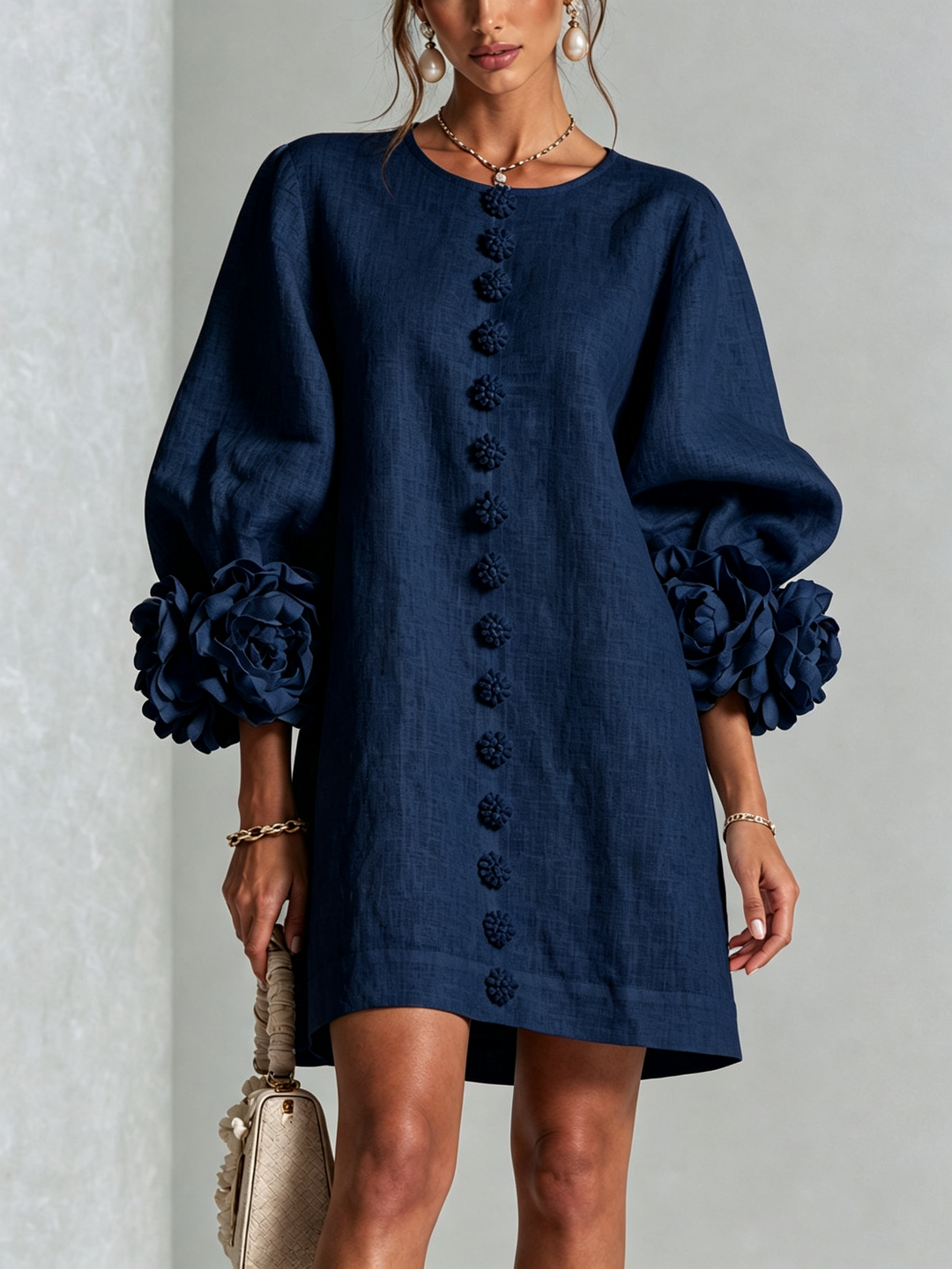 Boryana Colourful Mini Dress with Eye-Catching Ruffled Cuffs