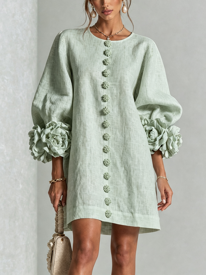 Boryana Colourful Mini Dress with Eye-Catching Ruffled Cuffs