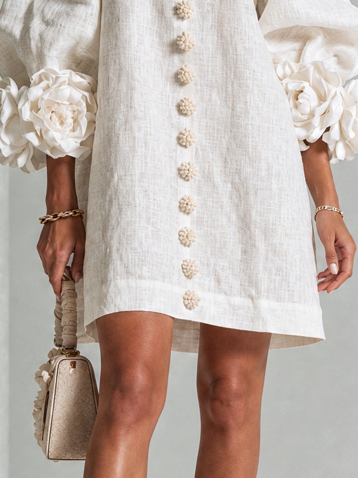 Boryana Colourful Mini Dress with Eye-Catching Ruffled Cuffs