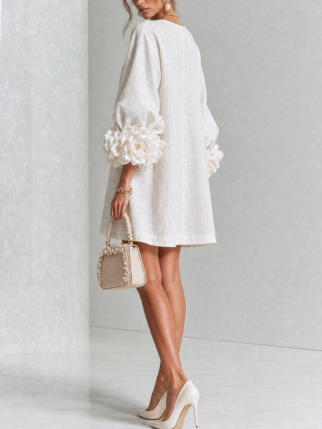 Boryana Colourful Mini Dress with Eye-Catching Ruffled Cuffs
