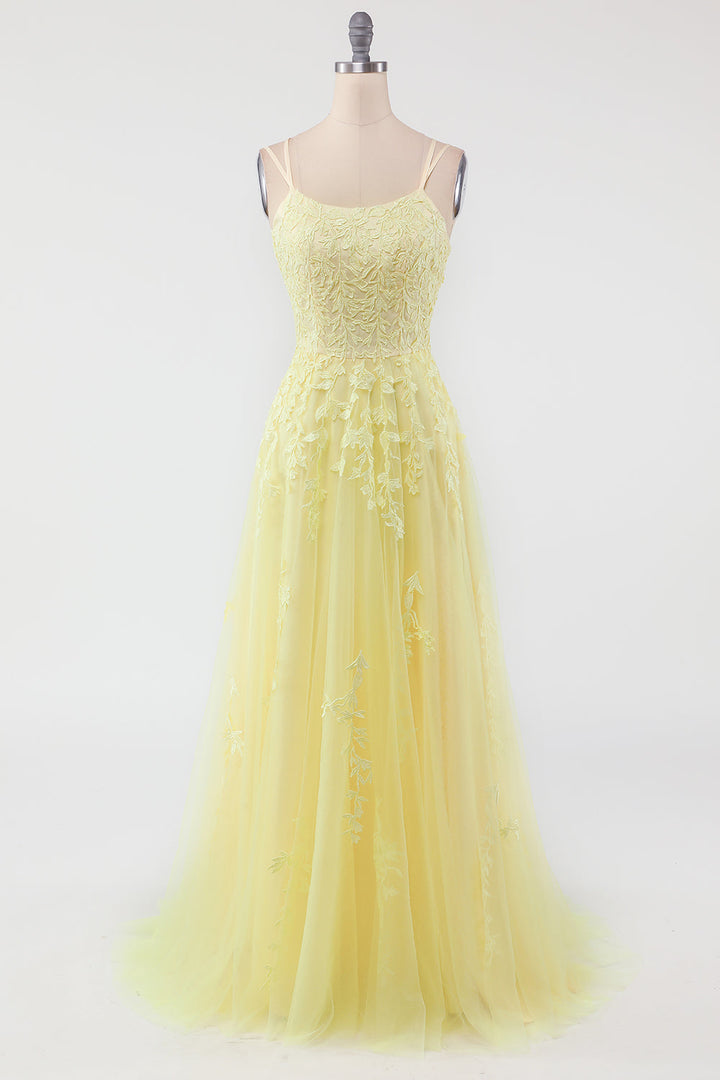 Fashionable Tulle Evening Gown with Appliqués - Victoria