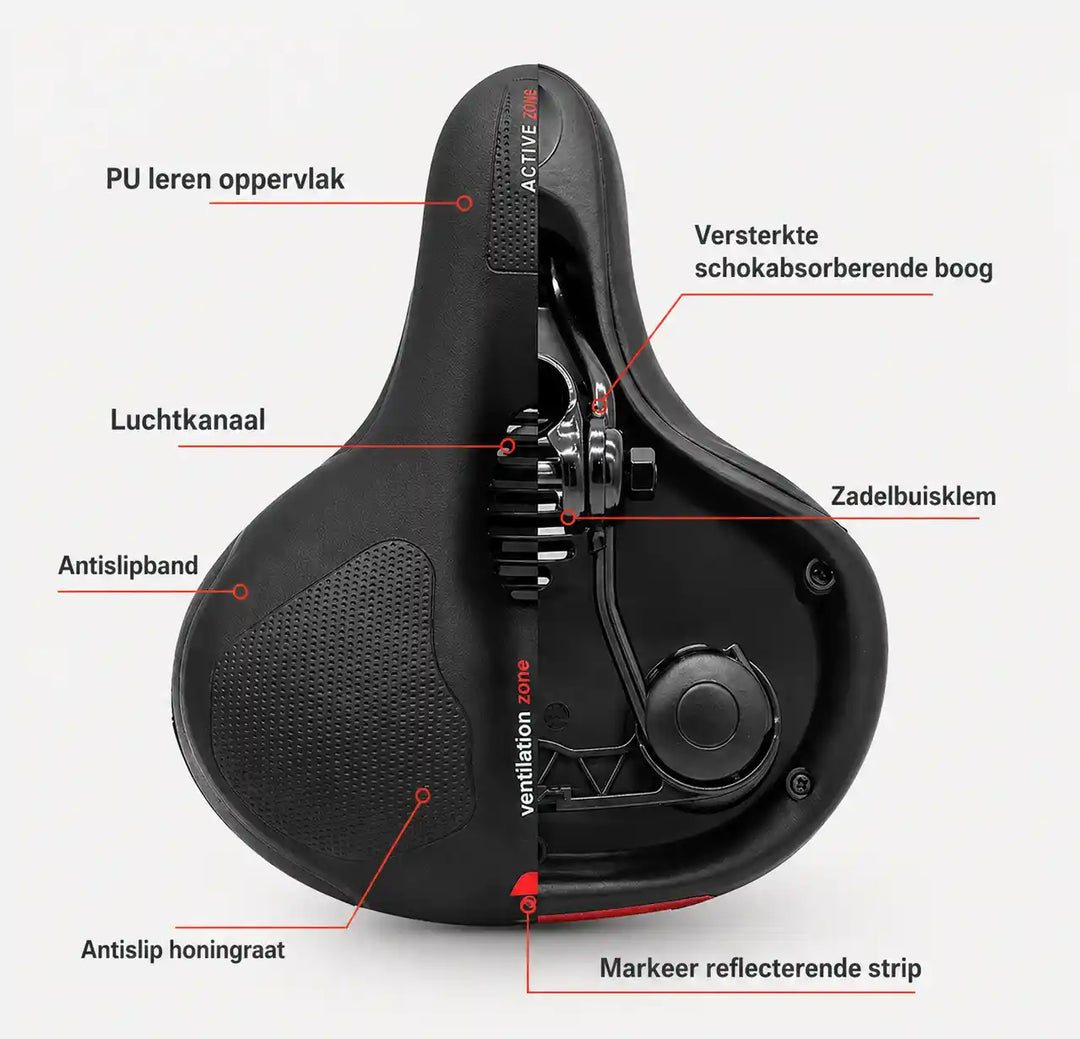 Ergonomic comfort bicycle seat with cut-out – with 2-inch thick foam and waterproof PU leather