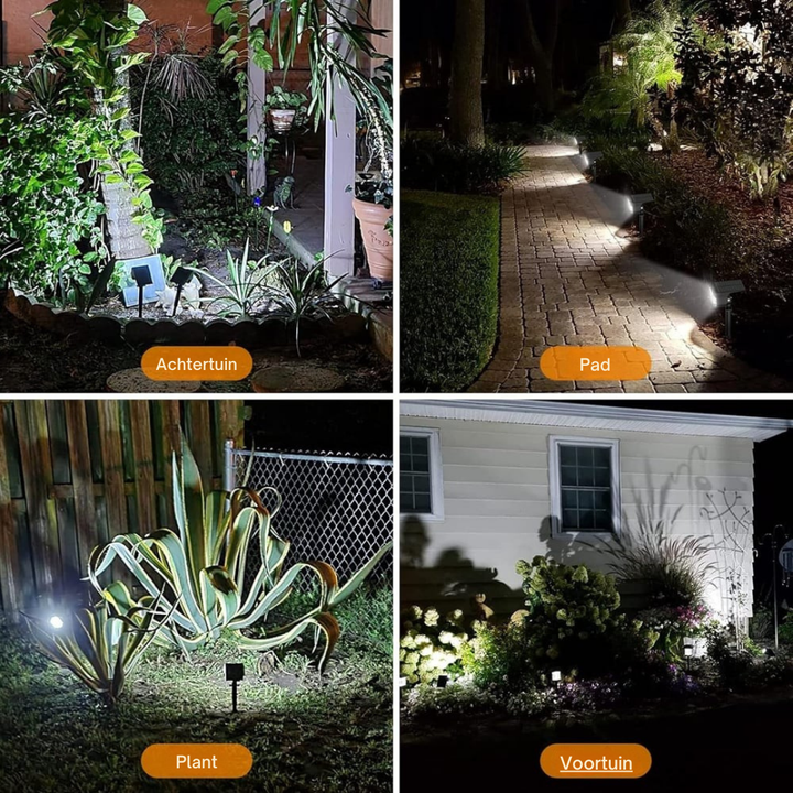 Solar garden spotlight with adjustable head, 3 brightness levels, IP65 waterproof