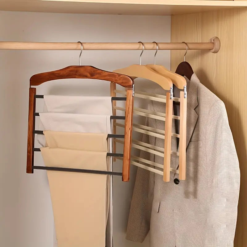SpaceSaver - Multifunctional Wooden Hangers for Trousers and Clothing