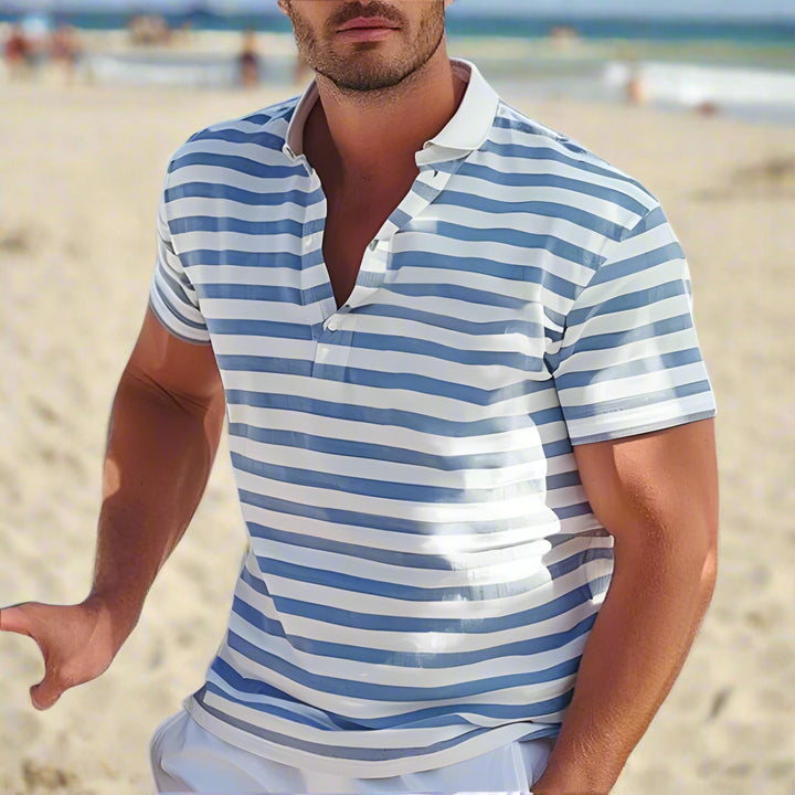 Retro Striped Polo Shirt for Men